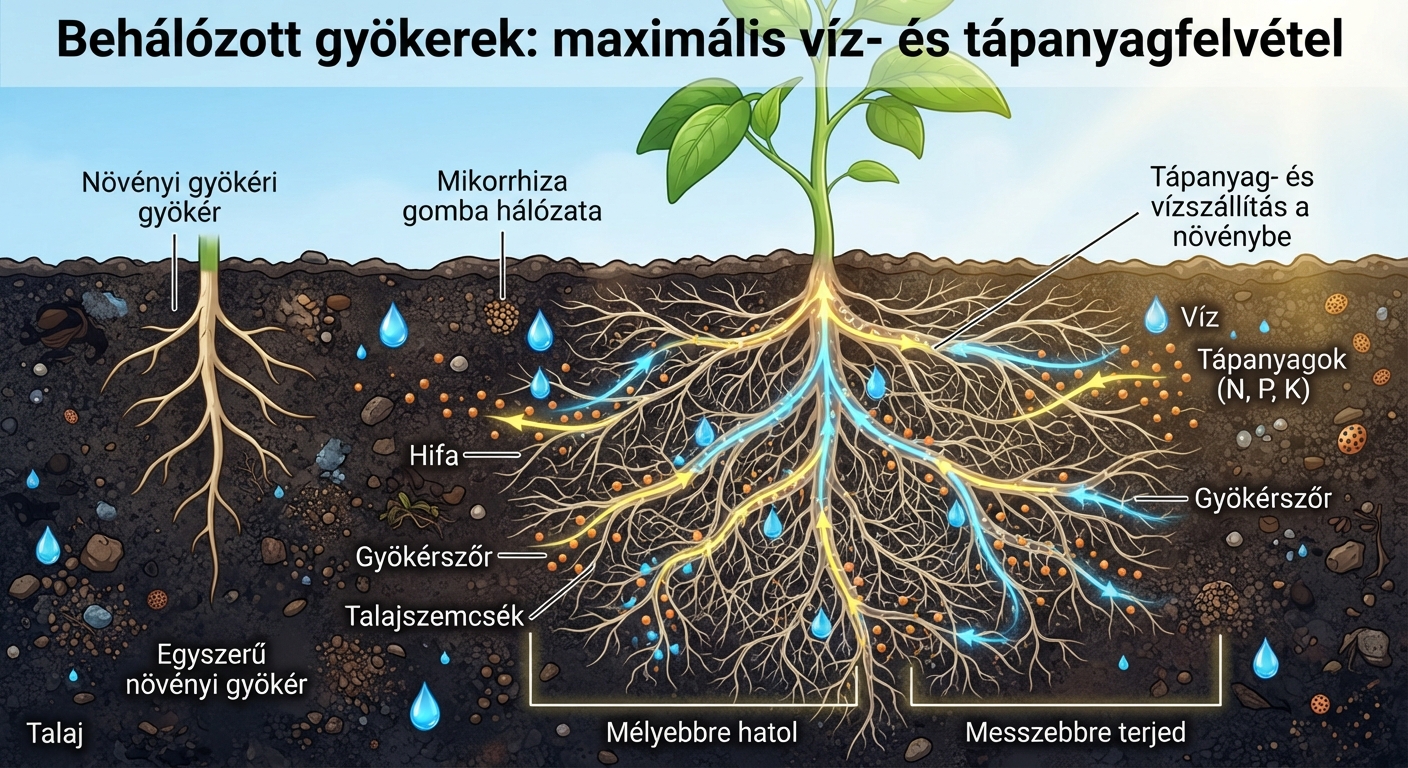 Behálózott gyökerek: maximális víz/tápanyagfelvétel