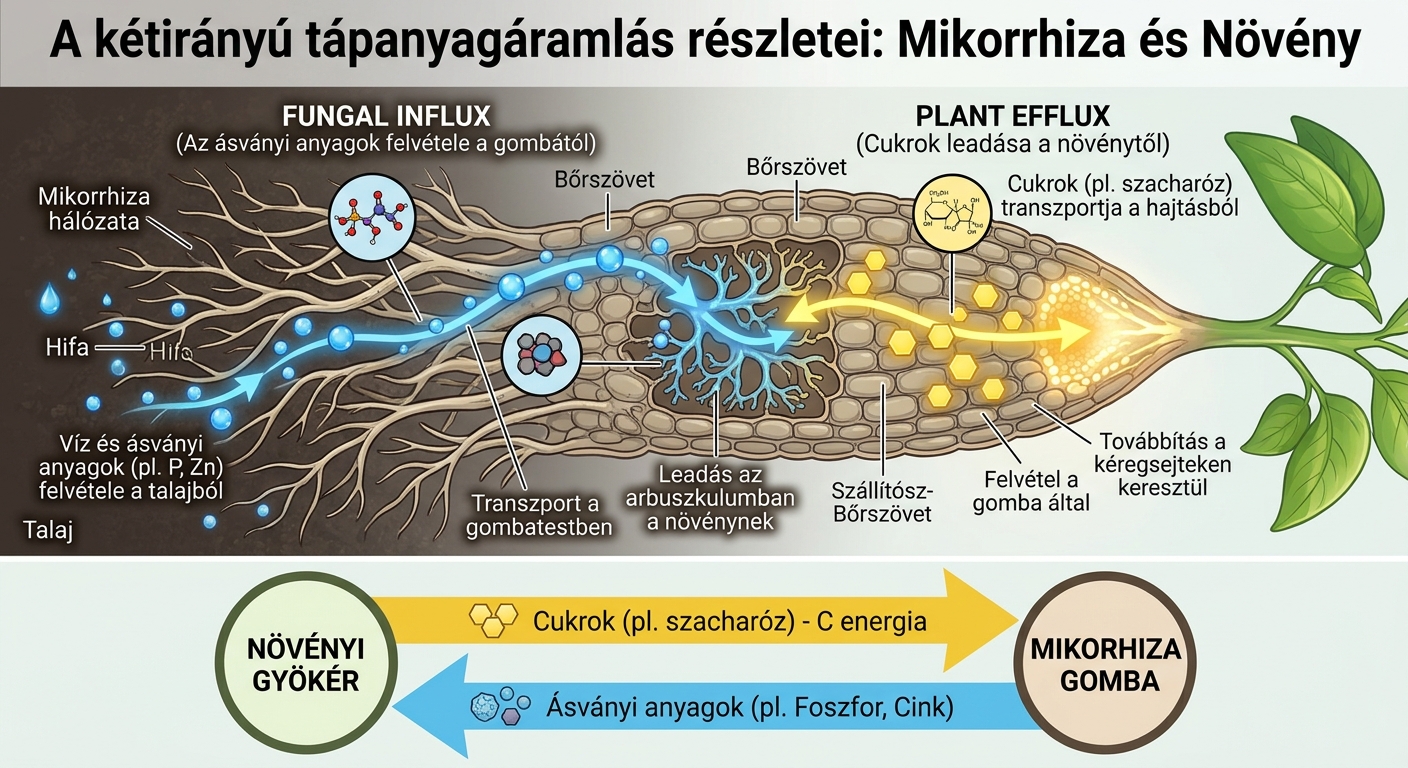 Tápanyagáramlás a gomba és a növény között